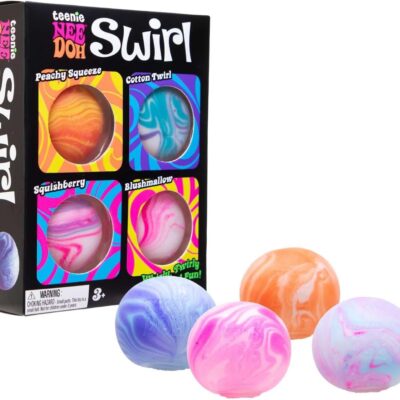 Schylling NeeDoh Teenie Swirl 4 Pack – Sensory Squeeze Toy – 1.5 in Diameter – Colors May Vary