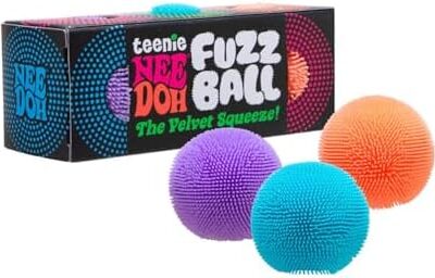 Schylling Teenie NeeDoh 3-Pack Mini Sensory Fuzz Balls with Velvet Texture and Soft Squish. Ages 3 and Up