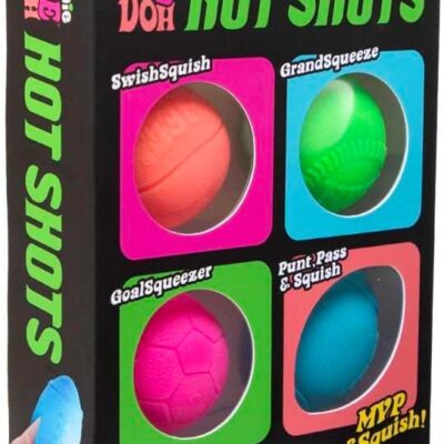 Schylling NeeDoh Hot Shot Teenie Needoh 4 Pack – Sensory Squeeze Toy – 1.5 in Diameter – Colors May Vary