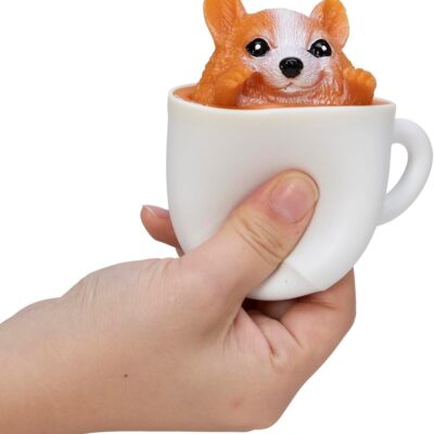 Schylling Pup in a Cup – Squeeze to Reveal Adorable Caffeine-Themed Companions – Style May Vary (Pack of 1)