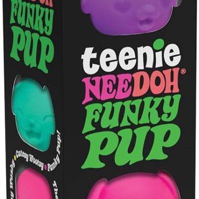 Schylling NeeDoh Teenie Funky Pups – Sensory Squeeze Toy – Contains 3 Mini Groovy Globs – 1.5 Wide – Color May Vary (Pack of 1)
