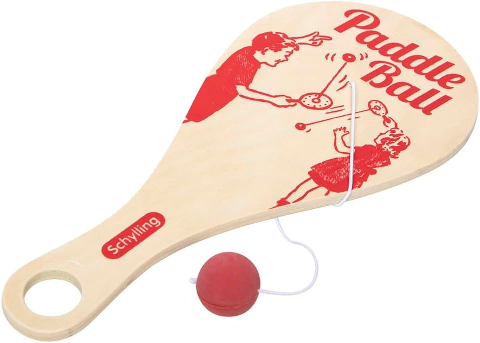 Schylling Paddle Ball – Classic Game Made with Real Wood – Ages 5 and Up – One Piece