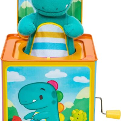 Schylling Brand Baby Dino Jack in The Box – Classic Tin Musical Popping Toy – Ages 18 Months to 4 Years