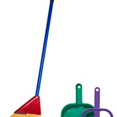Schylling Children-s Broom Set – Kids Pretend Play Cleaning Kit – Includes Broom. Dustpan. and Brush – Ages 3 and Up