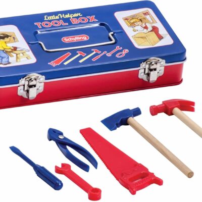 Schylling Toy Tin Tool Box with Tools – Metal Case Including 6 Tools – Ages 3+