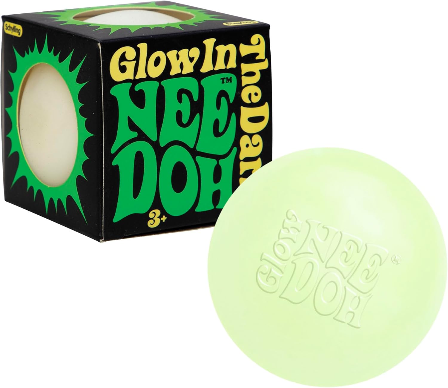 Schylling NeeDoh Glow in The Dark – Sensory Squeeze Toy – Gratifying Glowing Glob – 2.5 Wide – Glow in The Dark (Pack of 1)