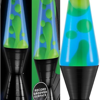 Lava The Original Lamp – 14.5” Vinyl Record Grooved Base – Classic Liquid Motion Lamp – Yellow and Blue Liquid – Item #2020 (Amazon Exclusive)