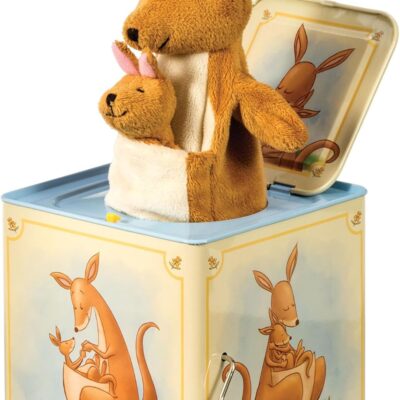 Schylling: Jack in Box – Kangaroo – Classic Pop-Up Music Toy. Momma & Baby Joey Finger Puppet. Plays Song Pop Goes The Weasel. Toddler & Kids 18mo+