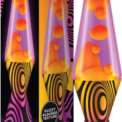 Lava? Lamp – 14.5” Groovy Gradient Flocked Base – The Original Motion Light – Yellow Wax and Purple Liquid – Item #2015