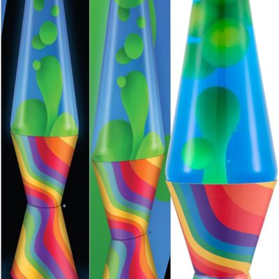 Lava The Original Lamp – 14.5 Warped Rainbow ?C Classic Liquid Motion Lamp – Yellow Wax and Blue Liquid – Item #2713 (Amazon Exclusive)