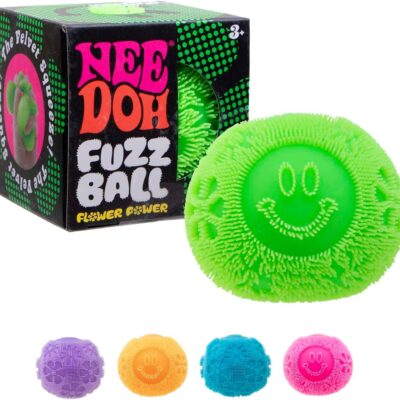 Schylling NeeDoh Fuzz Ball – Sensory Toy with a Velvet Texture and Soft Cloud Squish – Wavy Pattern You Can See and Feel – Ages 3 and Up – Color May Vary; One Per Pack (Flower Power)