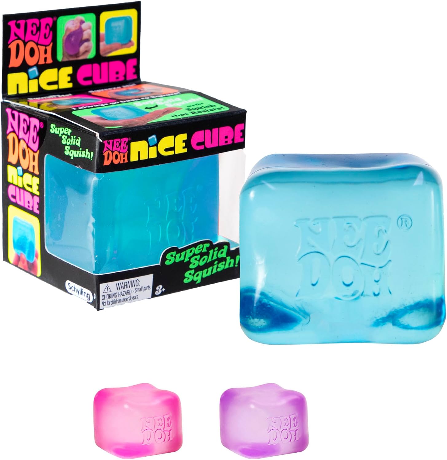 Schylling NeeDoh Nice Cube – Sensory Squeeze Toy with Super Solid Squish – 2.25 Cube – Color May Vary (Pack of 1)