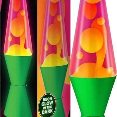 Lava The Original Lamp – 14.5 Neon Green – Classic Liquid Motion Lamp – Orange and Pink Liquid – Item #2096 (Amazon Exclusive)