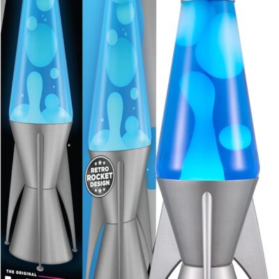 Lava The Original Lamp – 14.5 Gray Stratosphere ?C Retro Rocket Liquid Motion Lamp – White and Blue Liquid – Item #2390 (Amazon Exclusive)