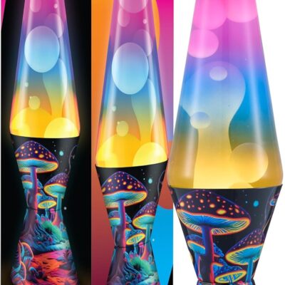 Lava The Original Lamp – 14.5 Trippy Shrooms ?C Classic Liquid Motion Lamp – Tri-Colored Globe and Black Base – Item #2361 (Amazon Exclusive)