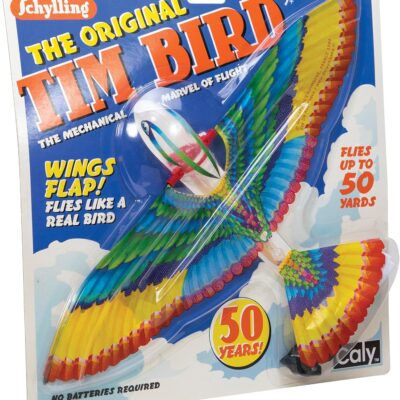 Schylling Tim Bird Flying Toy – Rubberband-Powered Mechanical Bird that Really Flies – Wings Flap and Flies 50 Feet – Ages 7 and Up